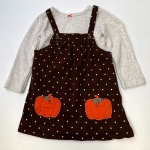 Carter’s  Brown Polka Dot Dress with Pumpkins